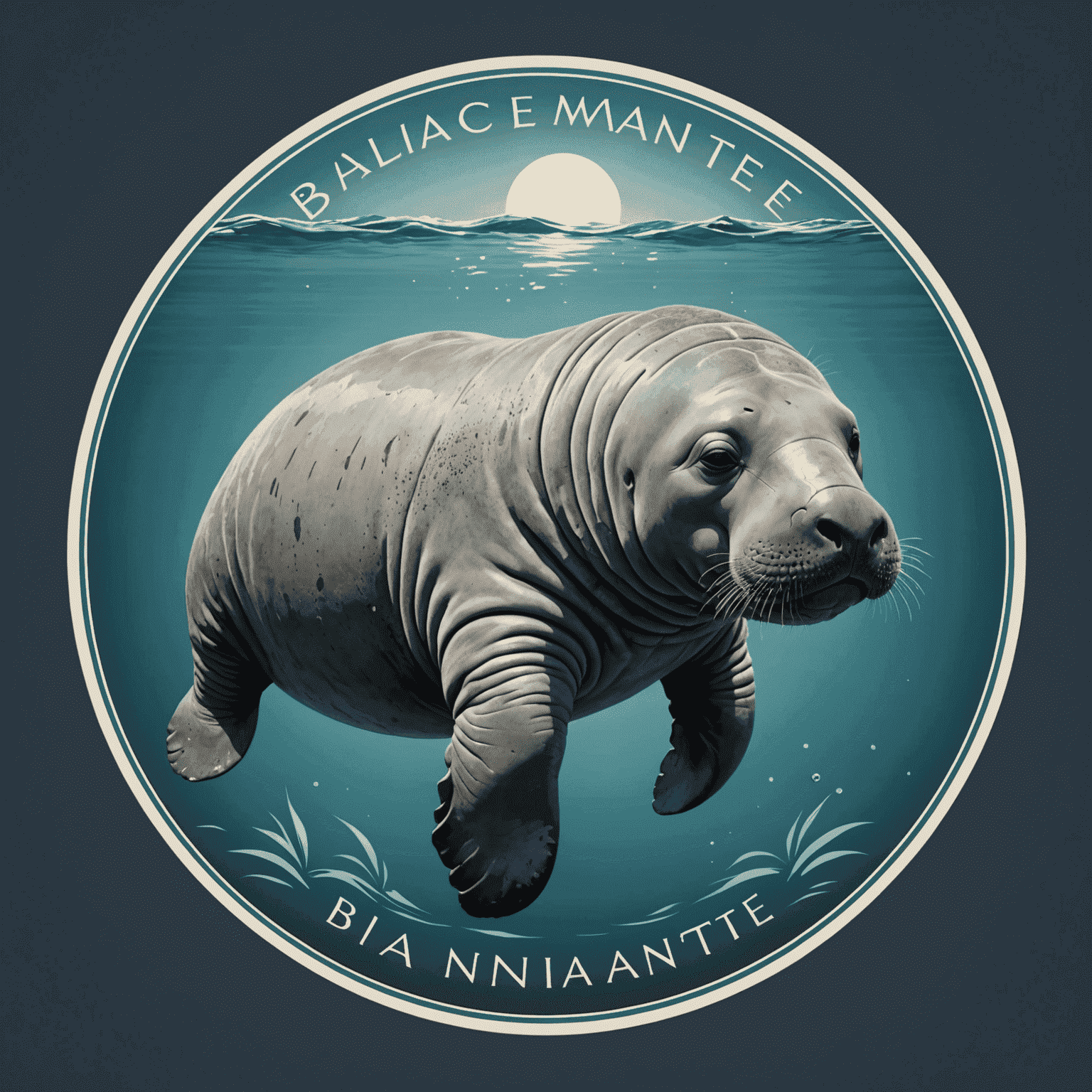 BalanceManatee logo featuring a calm manatee in serene waters, symbolizing balance and tranquility