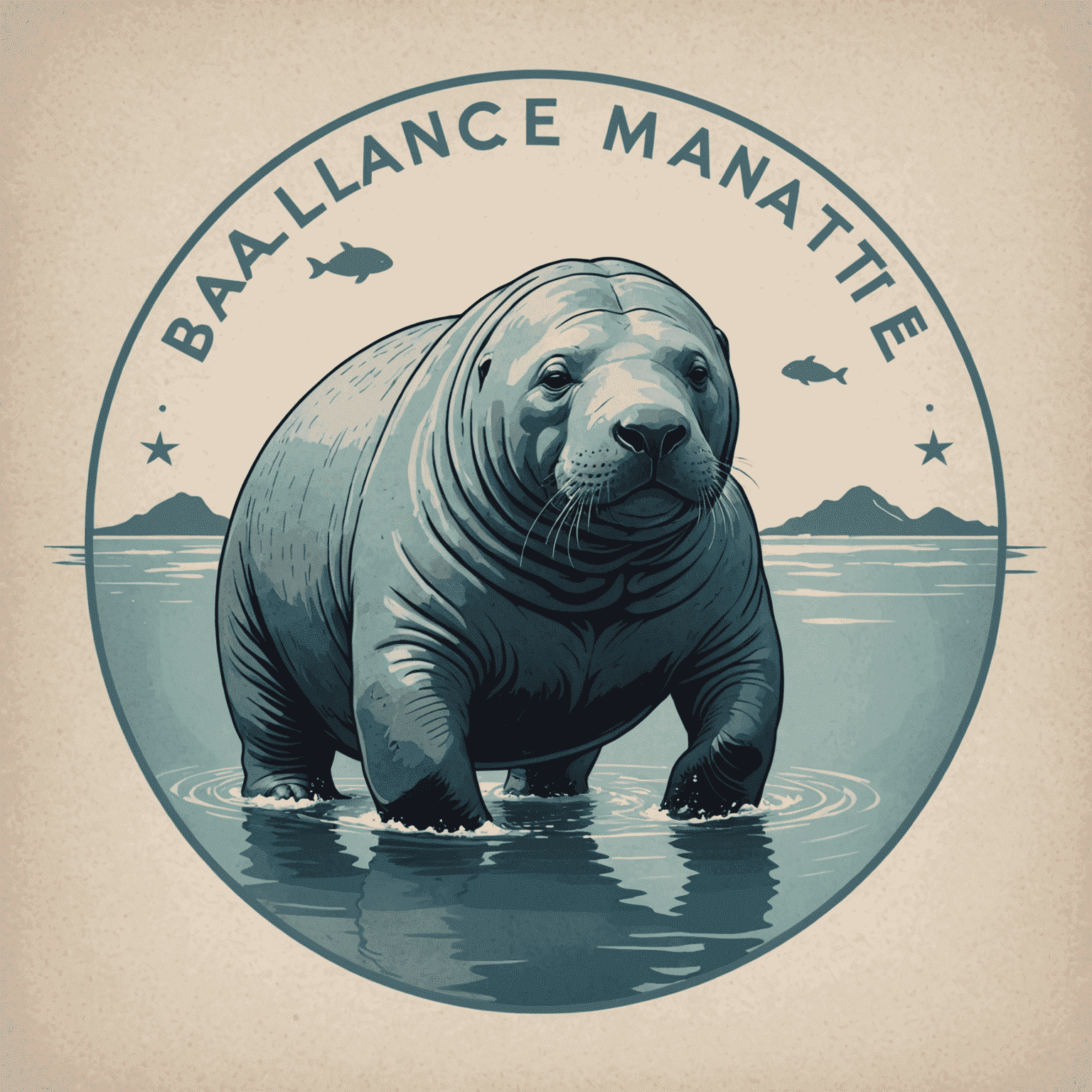 BalanceManatee logo featuring a calm manatee in serene waters, symbolizing balance and tranquility