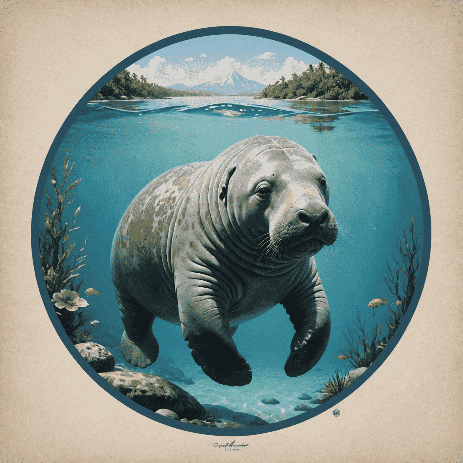BalanceManatee logo featuring a calm manatee in serene waters, symbolizing balance and tranquility