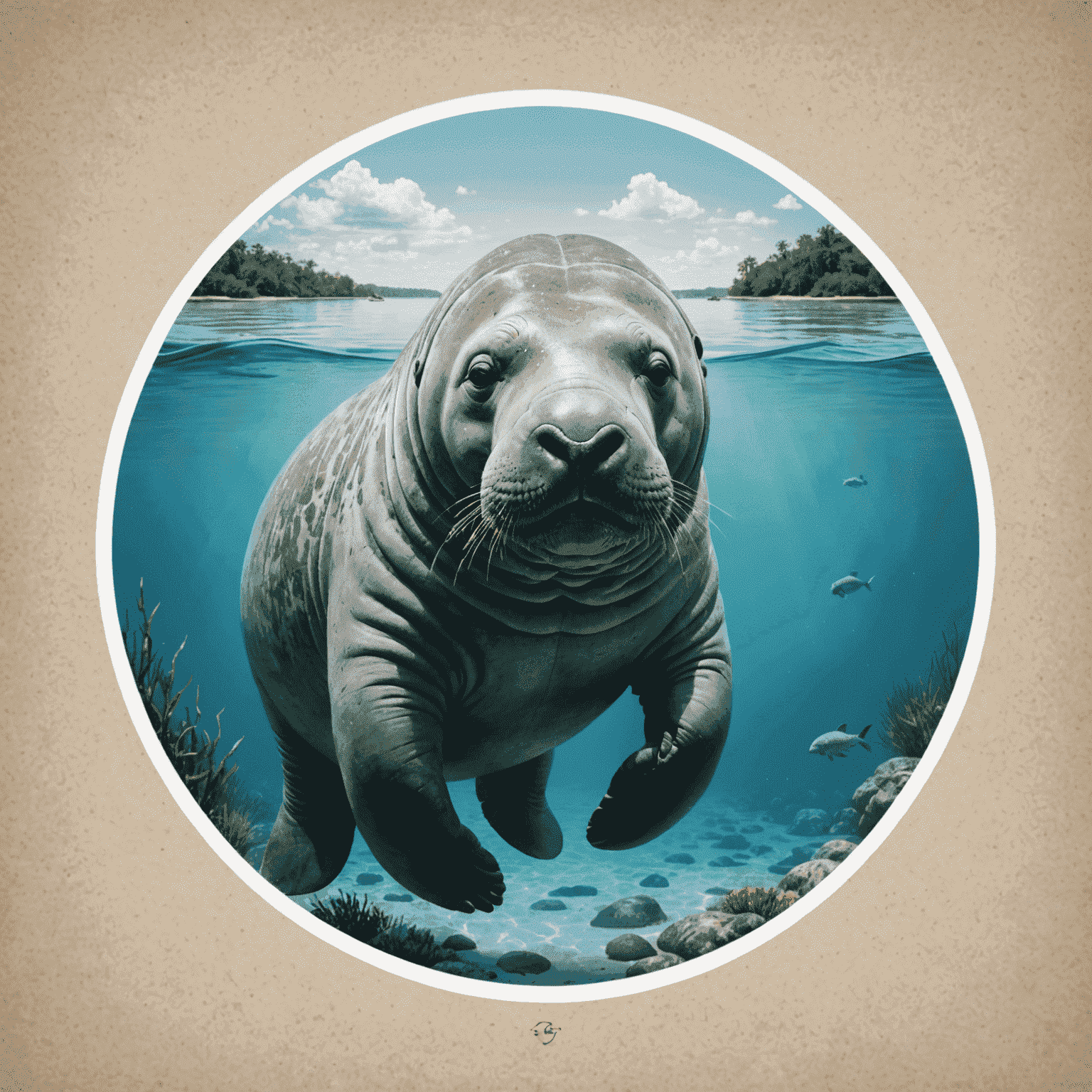 BalanceManatee logo featuring a calm manatee in serene waters, symbolizing balance and tranquility